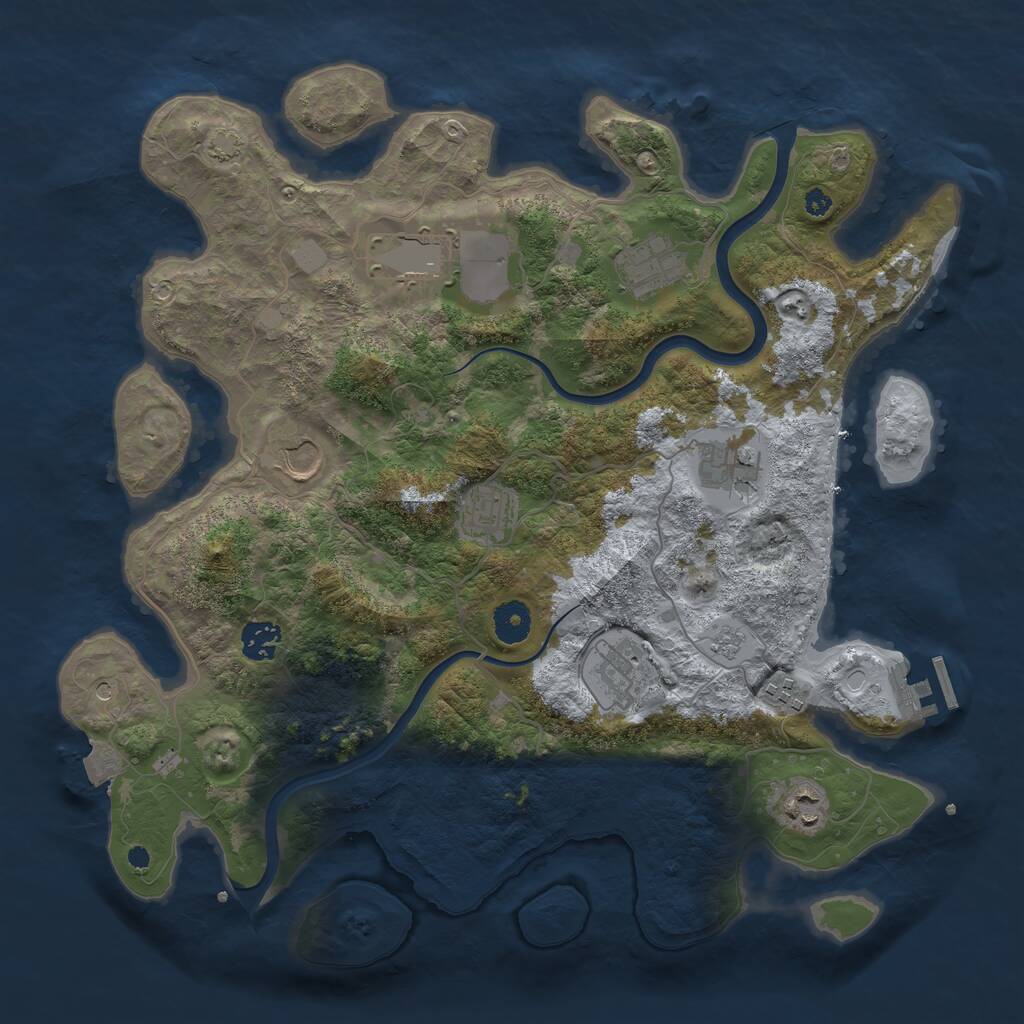 Rust Map: Procedural Map, Size: 3800, Seed: 861994769, 14 Monuments