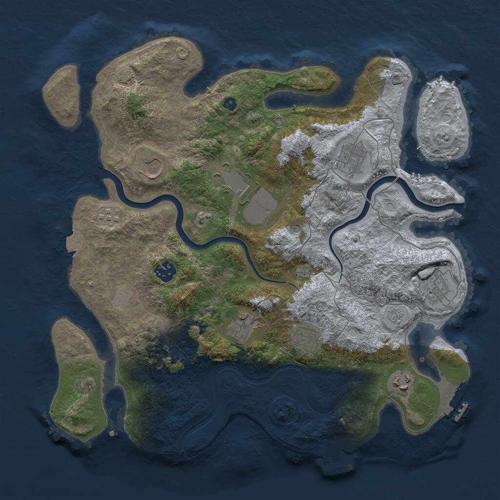 Rust Map: Procedural Map, Size: 3750, Seed: 347430414, 15 Monuments