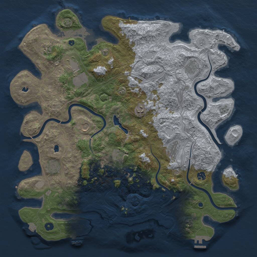 Rust Map: Procedural Map, Size: 4500, Seed: 812520327, 16 Monuments