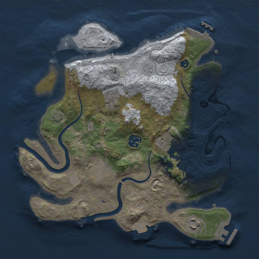 Rust Map: Procedural Map, Size: 3000, Seed: 91971, 11 Monuments