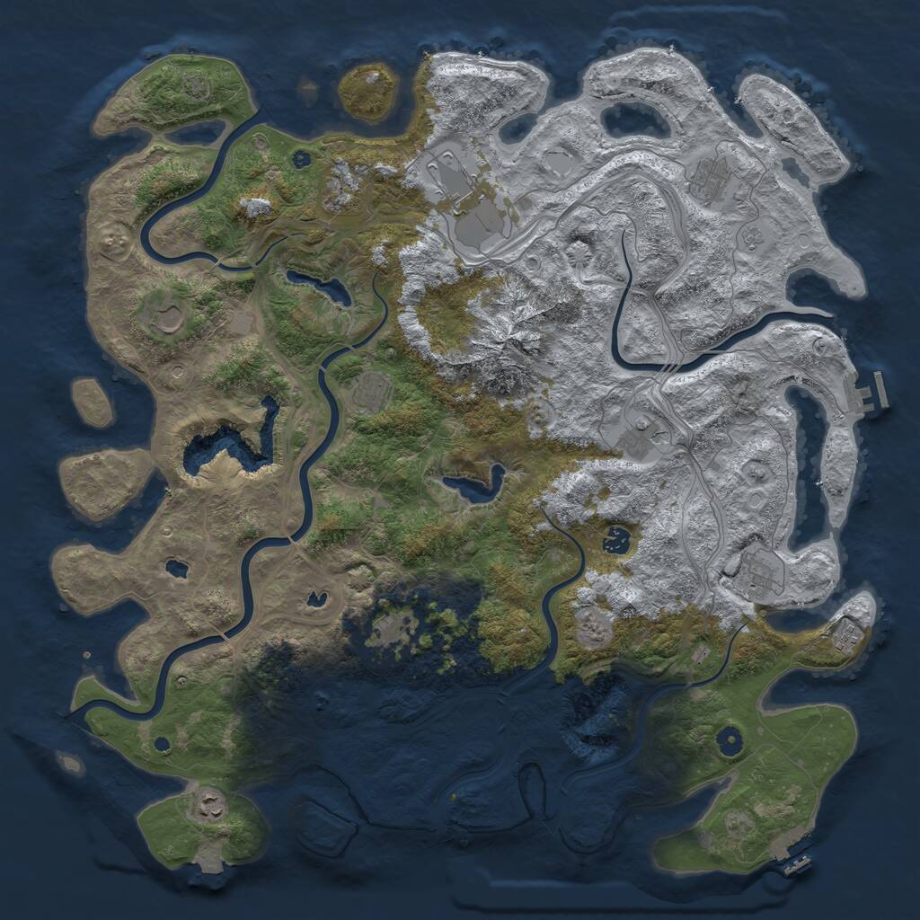 Rust Map: Procedural Map, Size: 5000, Seed: 23321, 17 Monuments