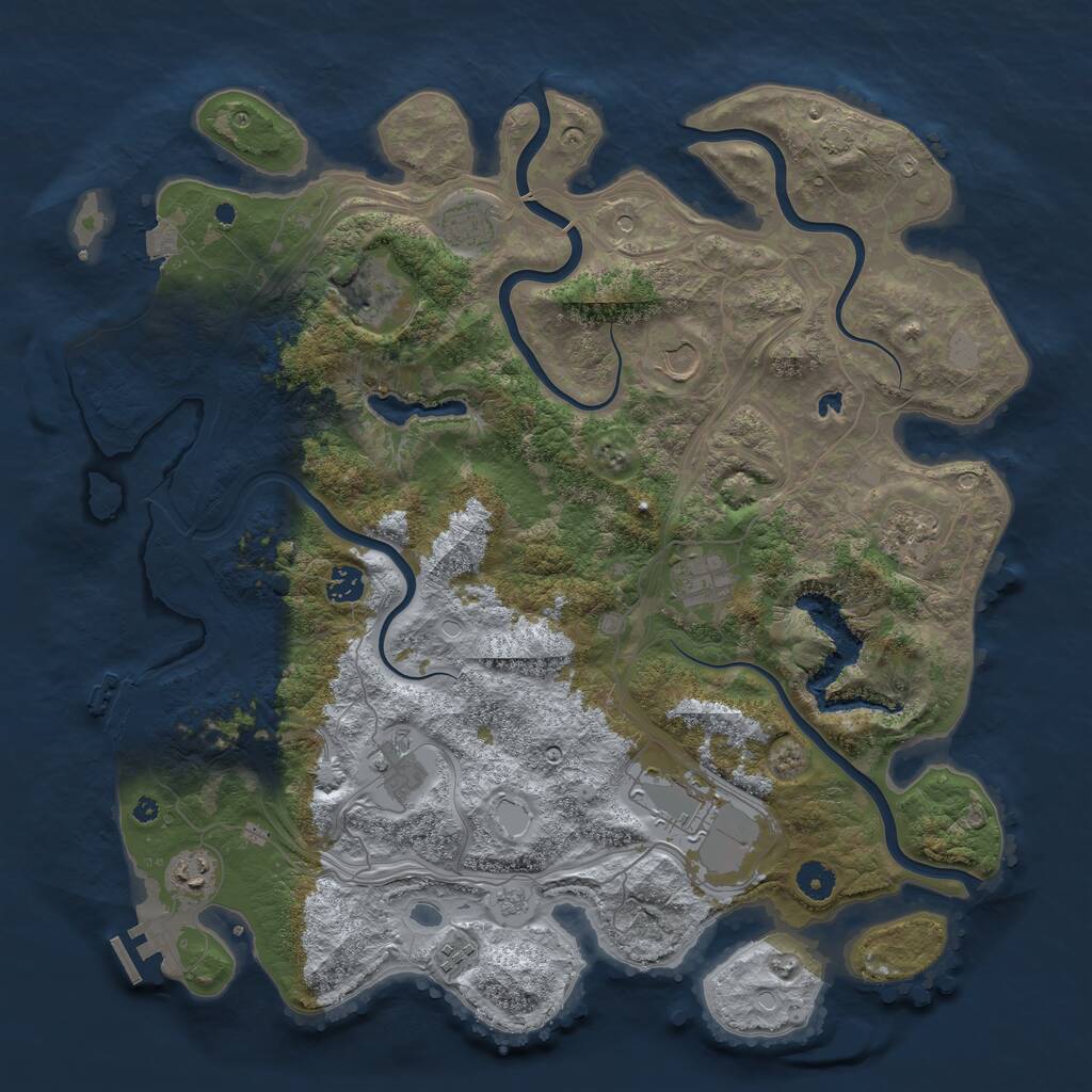 Rust Map: Procedural Map, Size: 4300, Seed: 2105816, 16 Monuments