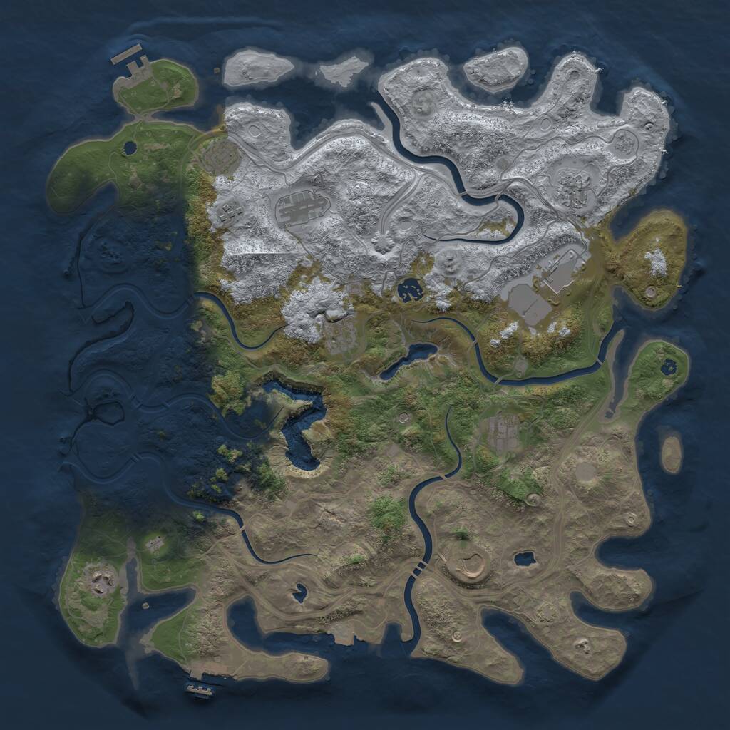 Rust Map: Procedural Map, Size: 4500, Seed: 40031458, 16 Monuments