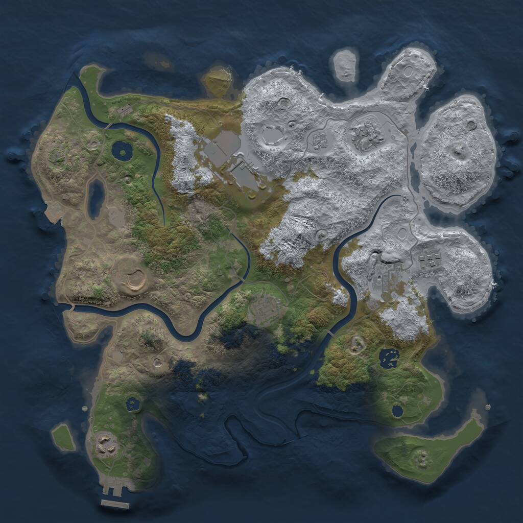 Rust Map: Procedural Map, Size: 3750, Seed: 1267091019, 13 Monuments