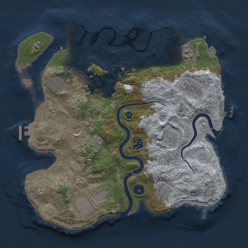 Rust Map: Procedural Map, Size: 3500, Seed: 755405479, 15 Monuments