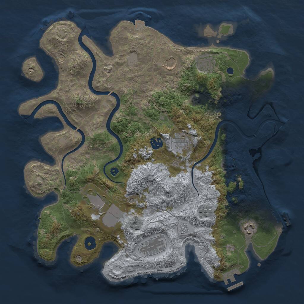 Rust Map: Procedural Map, Size: 3650, Seed: 89339505, 14 Monuments