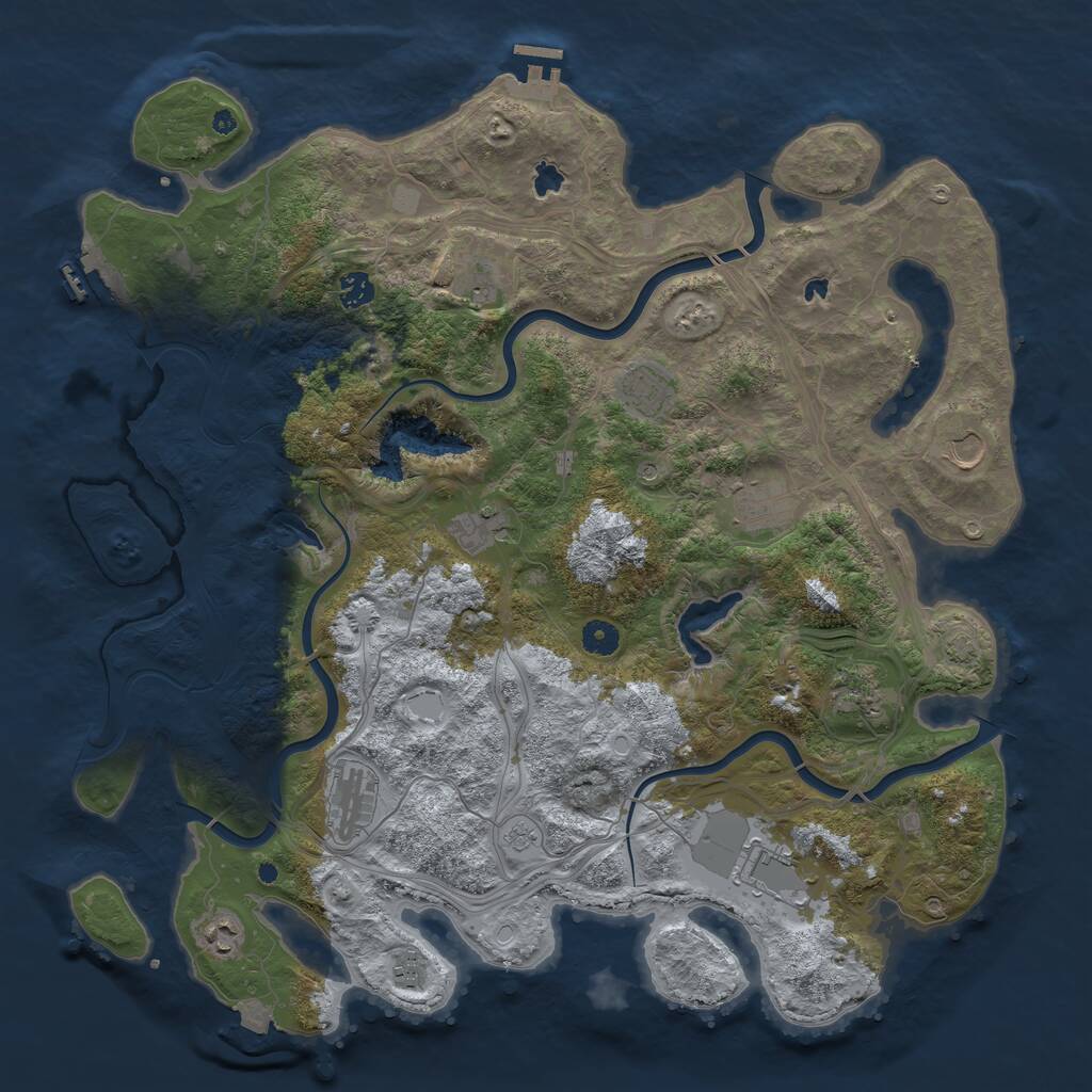 Rust Map: Procedural Map, Size: 4500, Seed: 632168590, 17 Monuments