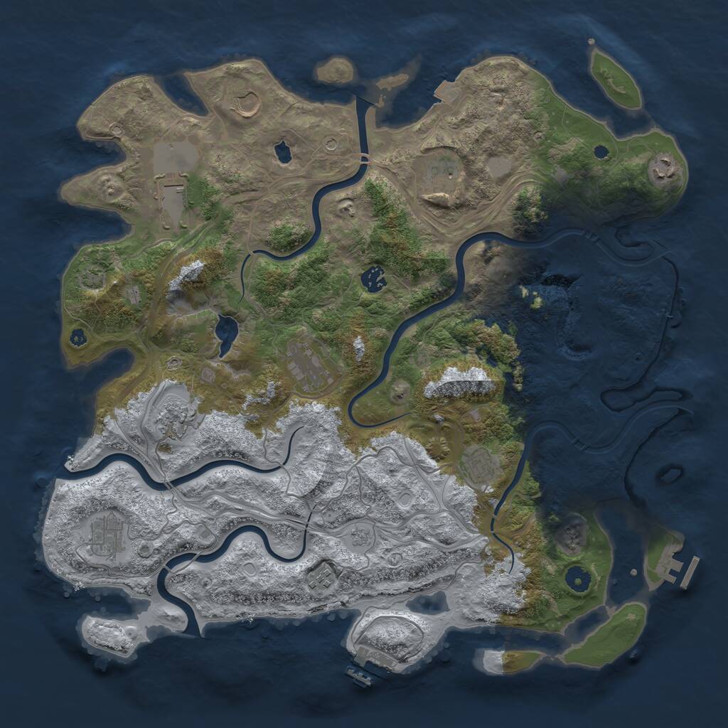 Rust Map: Procedural Map, Size: 4300, Seed: 32115645, 16 Monuments
