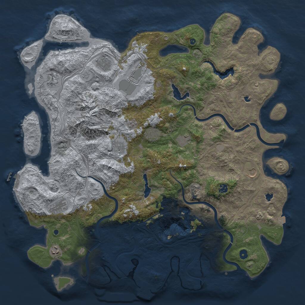 Rust Map: Procedural Map, Size: 5000, Seed: 839972765, 17 Monuments