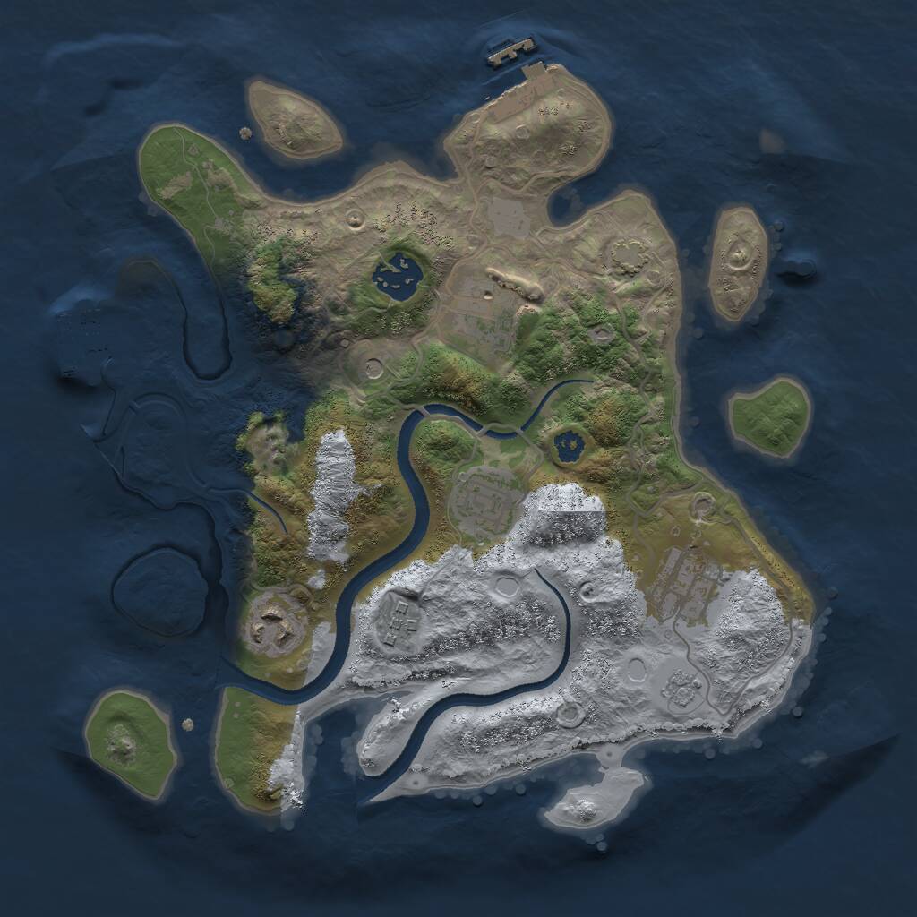 Rust Map: Procedural Map, Size: 3000, Seed: 1741, 12 Monuments