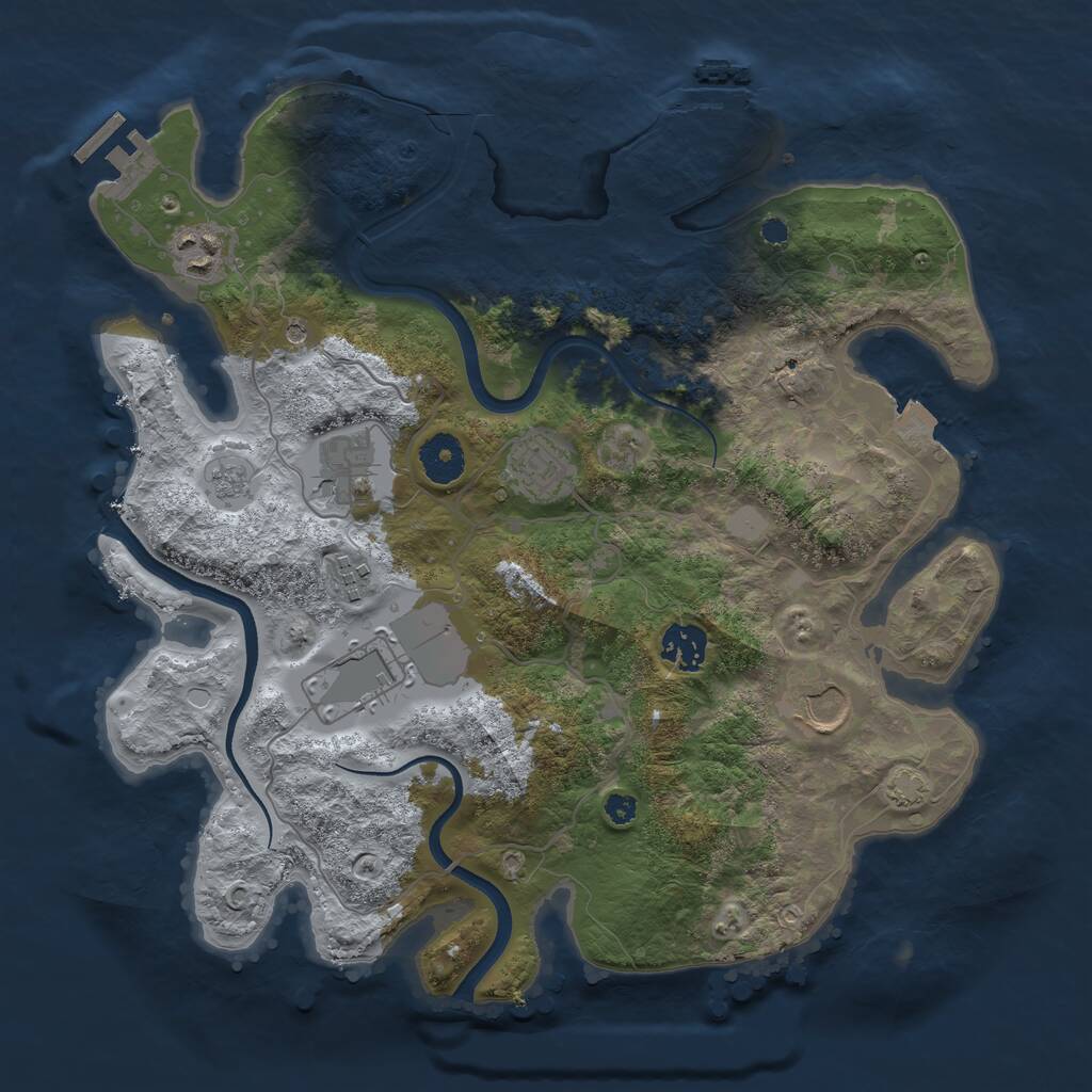 Rust Map: Procedural Map, Size: 3500, Seed: 464646453, 13 Monuments