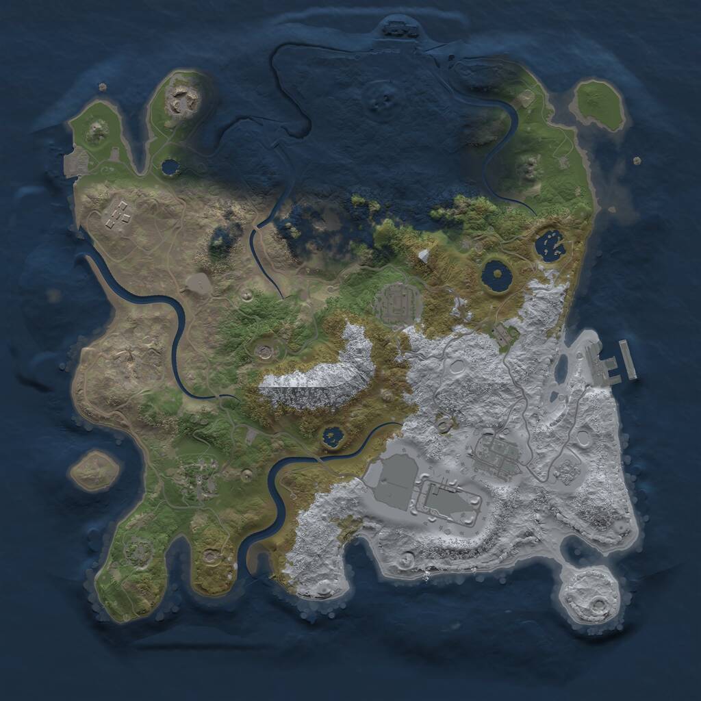 Rust Map: Procedural Map, Size: 3500, Seed: 492764, 14 Monuments