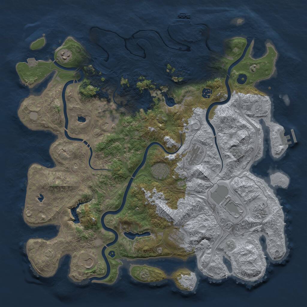 Rust Map: Procedural Map, Size: 4500, Seed: 28878, 16 Monuments