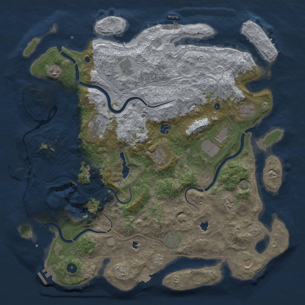 Rust Map: Procedural Map, Size: 4500, Seed: 879998404, 17 Monuments