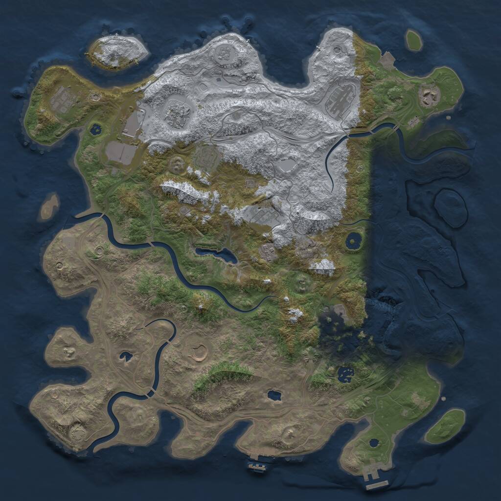 Rust Map: Procedural Map, Size: 4500, Seed: 849791334, 17 Monuments