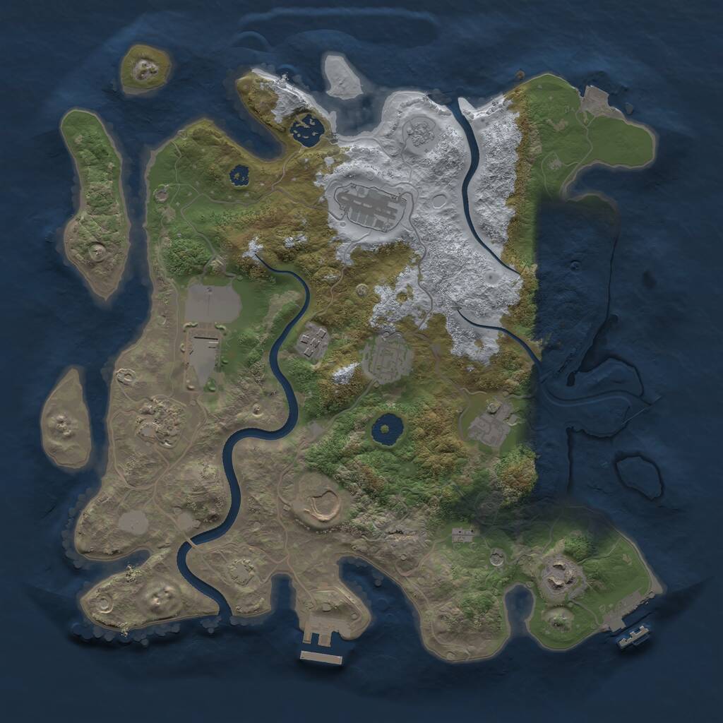 Rust Map: Procedural Map, Size: 3500, Seed: 665444, 15 Monuments