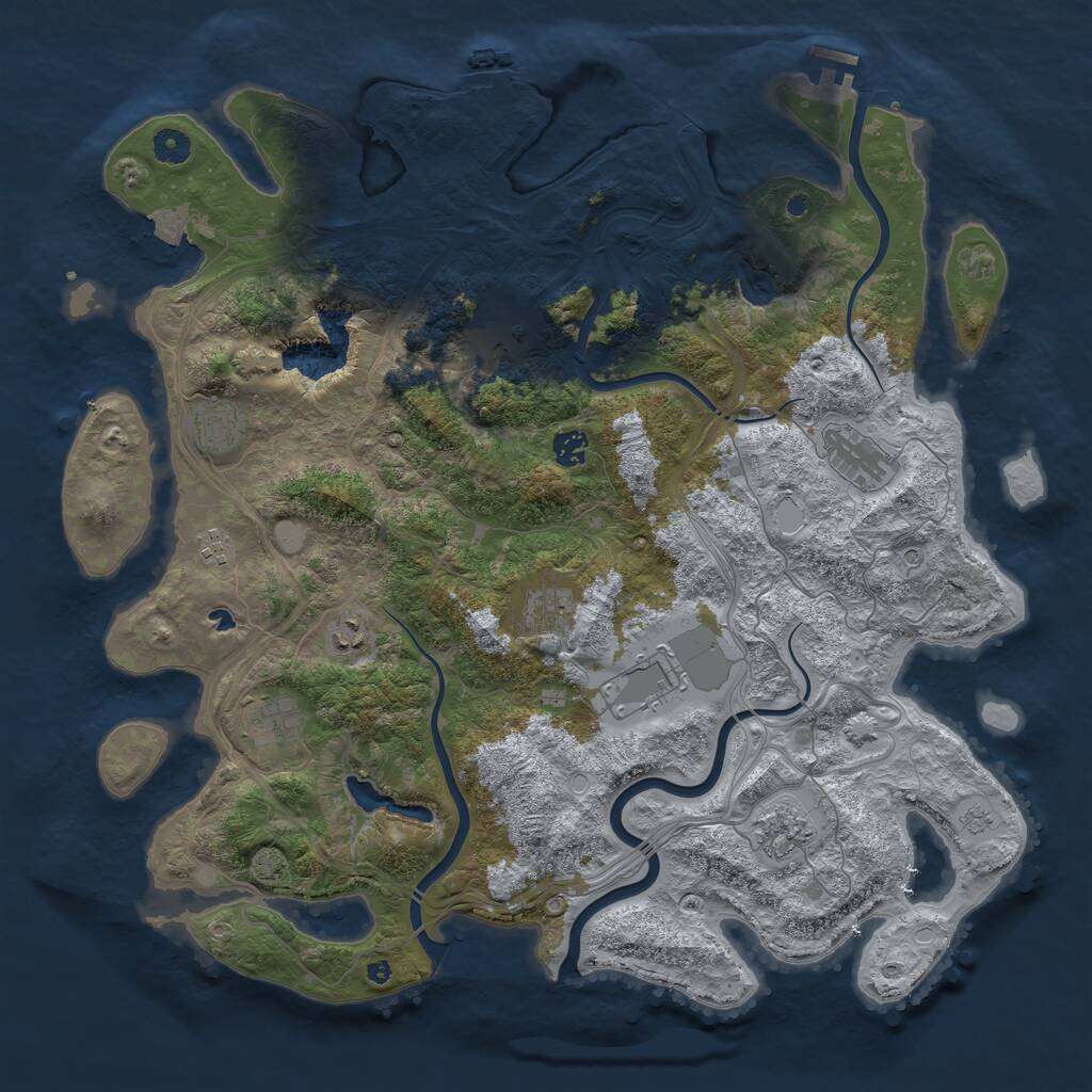 Rust Map: Procedural Map, Size: 4500, Seed: 1012026, 16 Monuments