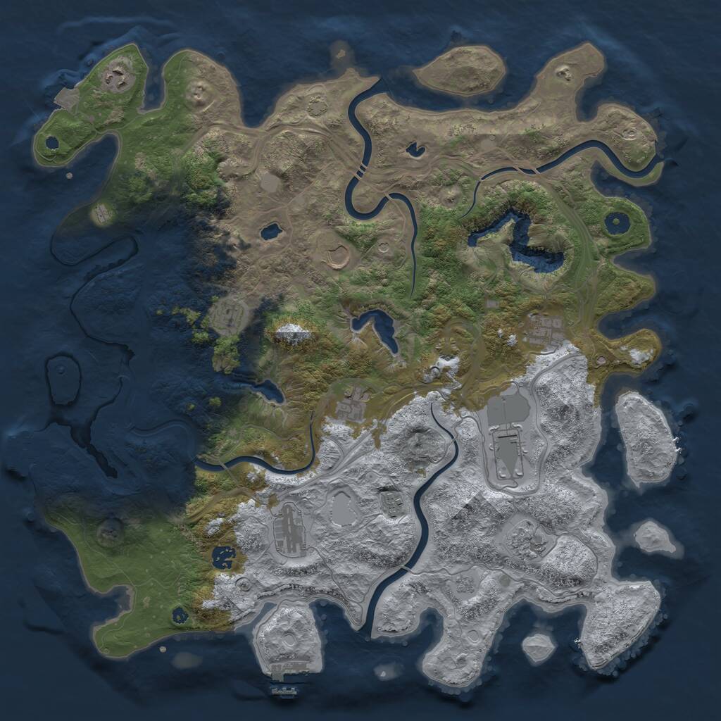 Rust Map: Procedural Map, Size: 4500, Seed: 633534852, 16 Monuments