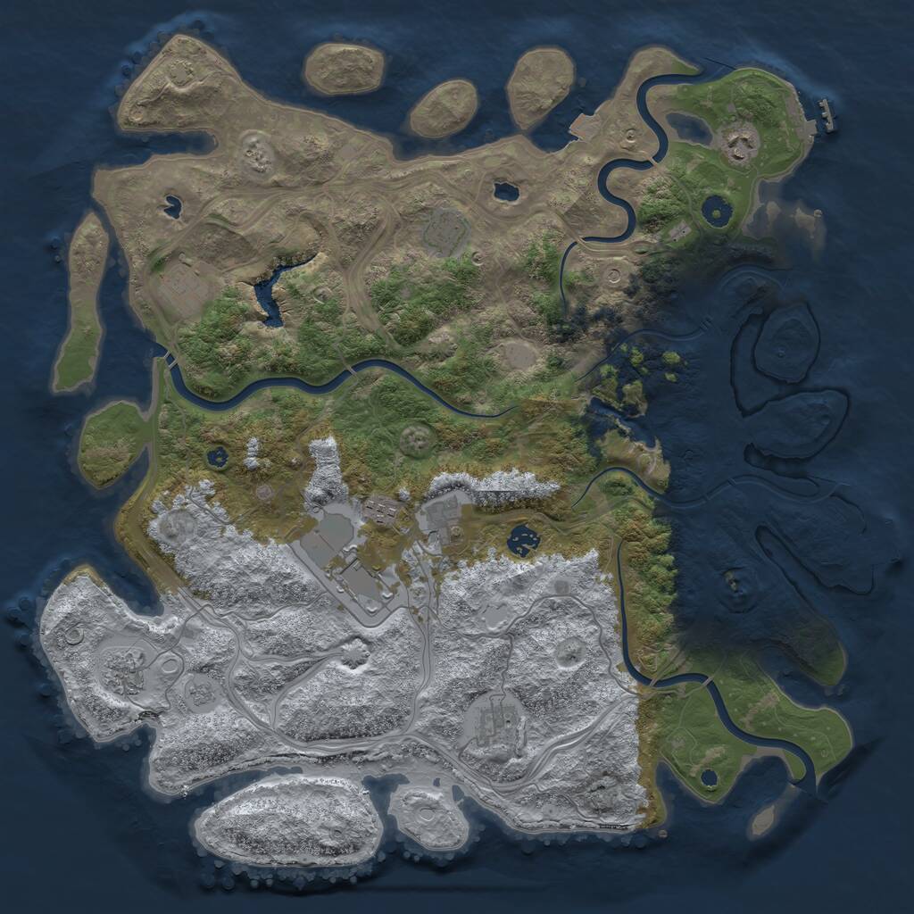 Rust Map: Procedural Map, Size: 4500, Seed: 1104164860, 15 Monuments