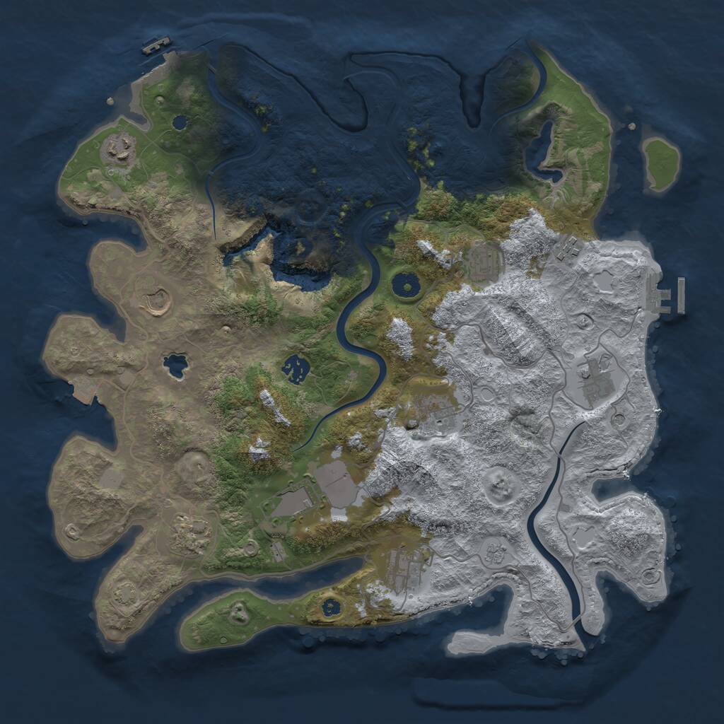 Rust Map: Procedural Map, Size: 4000, Seed: 123434247, 16 Monuments