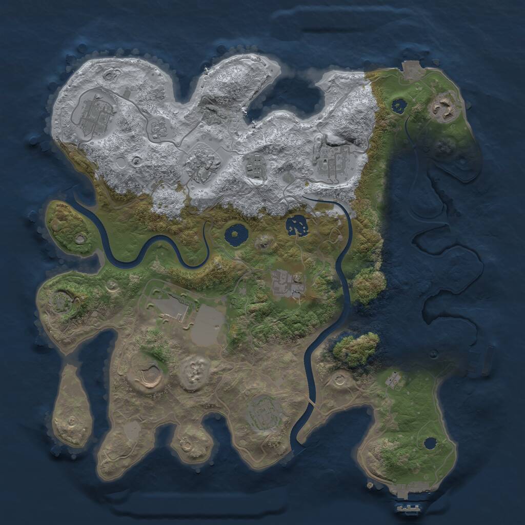 Rust Map: Procedural Map, Size: 3500, Seed: 826657101, 16 Monuments