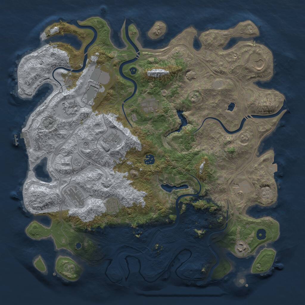 Rust Map: Procedural Map, Size: 4300, Seed: 1689206219, 16 Monuments