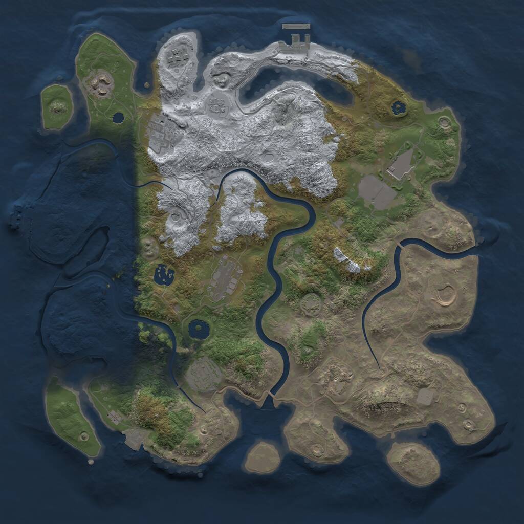 Rust Map: Procedural Map, Size: 3750, Seed: 884981309, 15 Monuments
