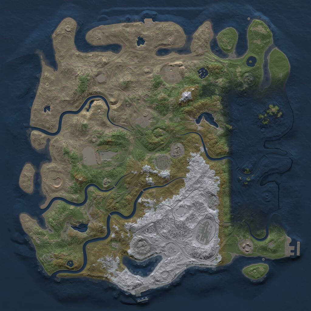 Rust Map: Procedural Map, Size: 4500, Seed: 775235077, 16 Monuments
