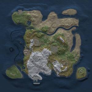 Thumbnail Rust Map: Procedural Map, Size: 3000, Seed: 1050168491, 11 Monuments