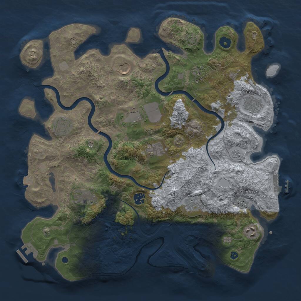 Rust Map: Procedural Map, Size: 3900, Seed: 90743257, 17 Monuments