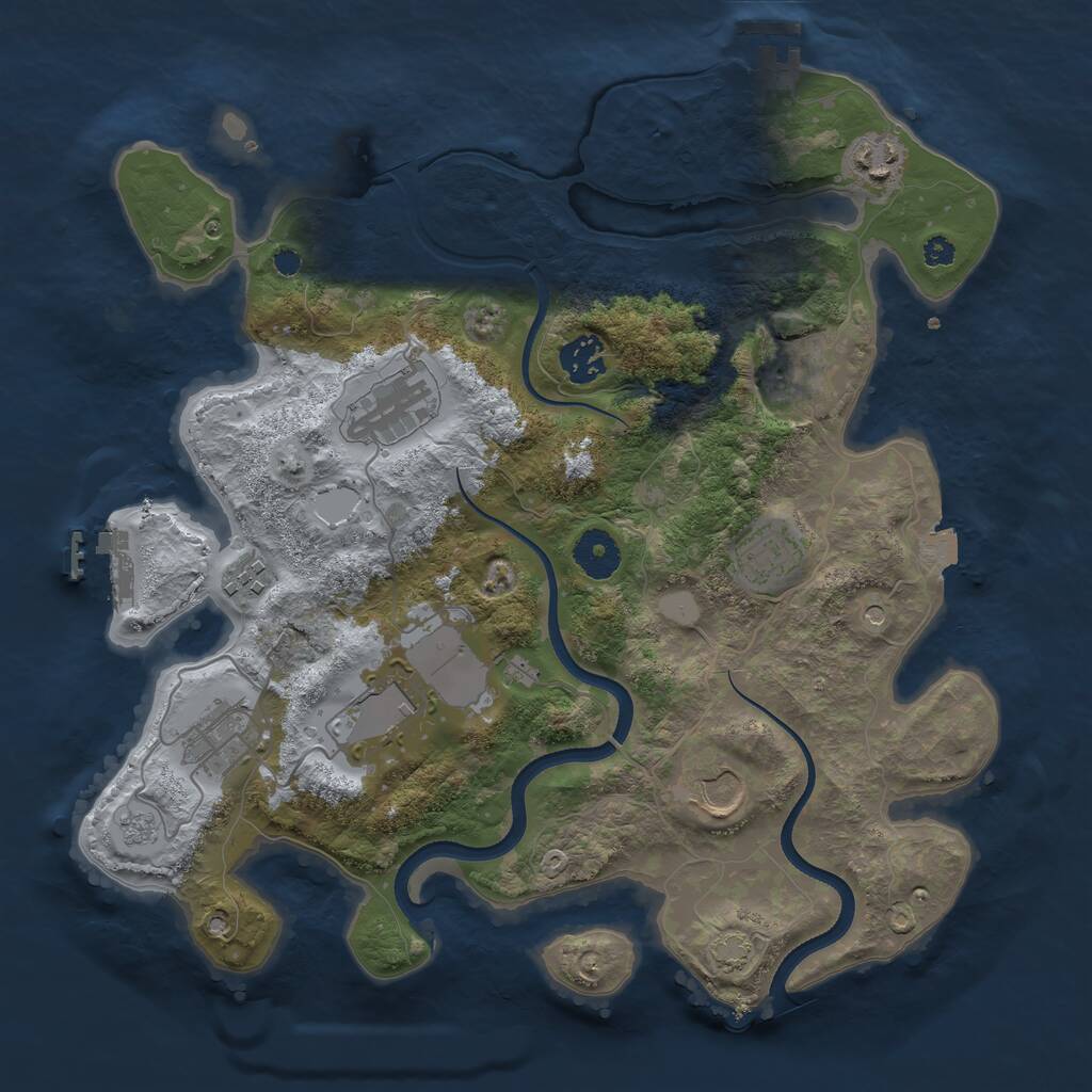 Rust Map: Procedural Map, Size: 3500, Seed: 675480805, 15 Monuments