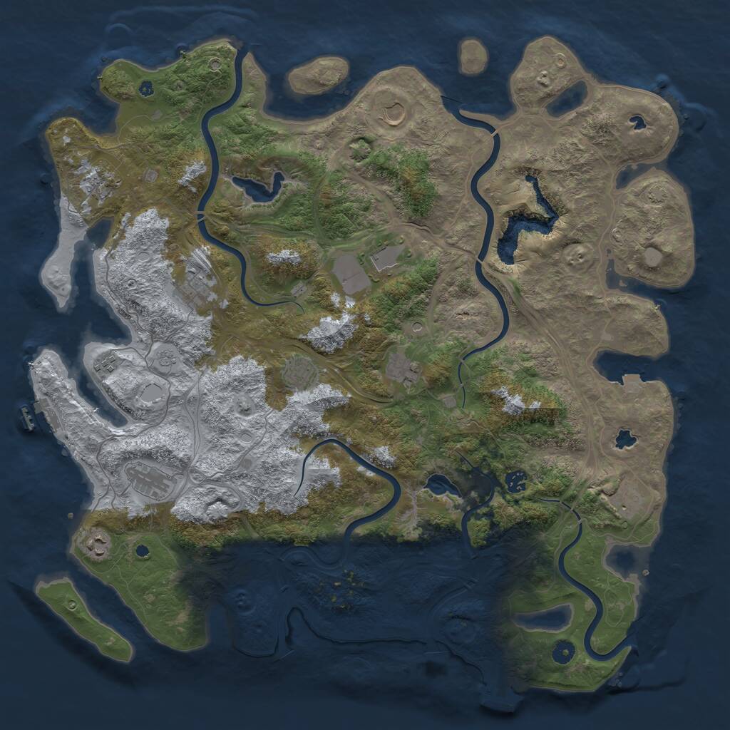 Rust Map: Procedural Map, Size: 4800, Seed: 32989, 17 Monuments