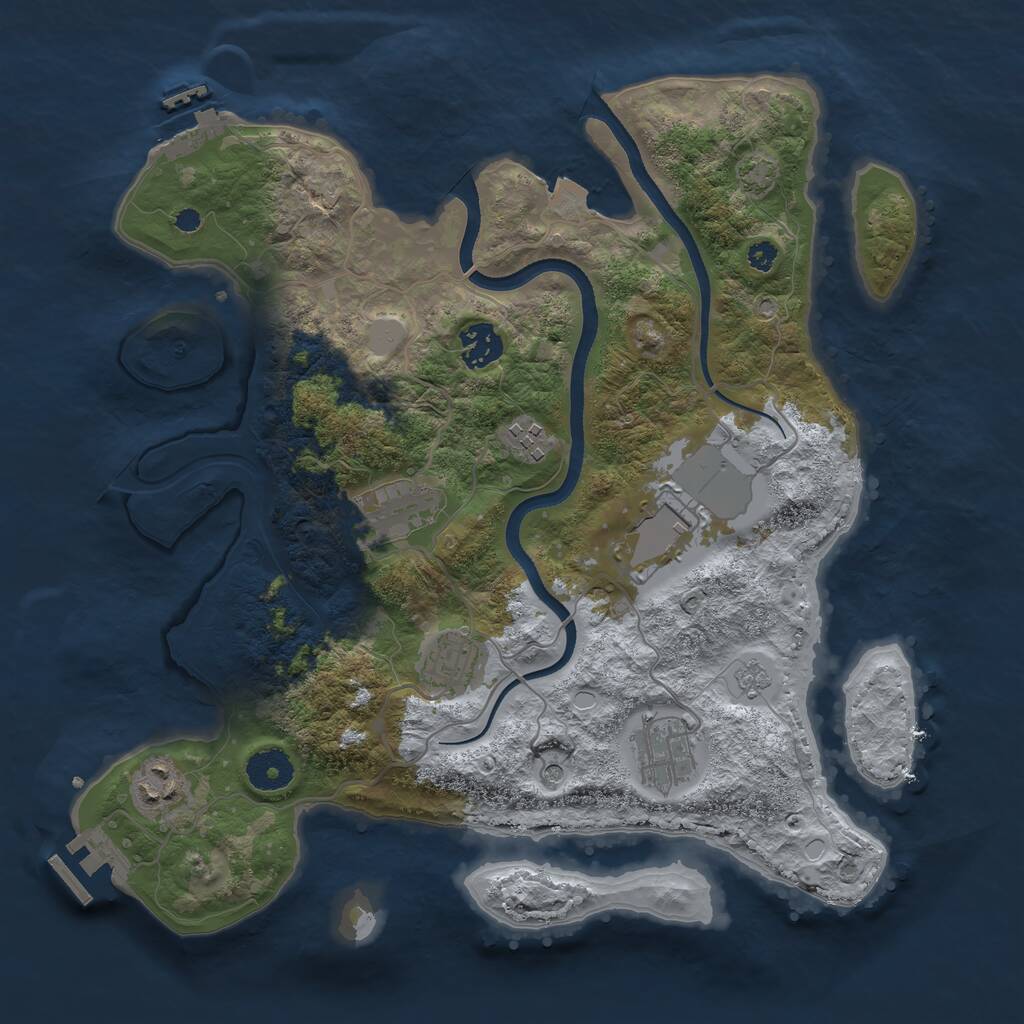 Rust Map: Procedural Map, Size: 3500, Seed: 123243, 13 Monuments
