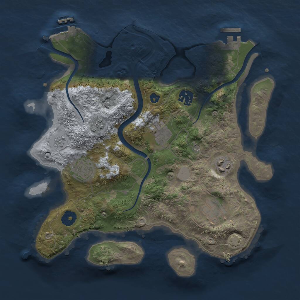 Rust Map: Procedural Map, Size: 3000, Seed: 64537128, 12 Monuments