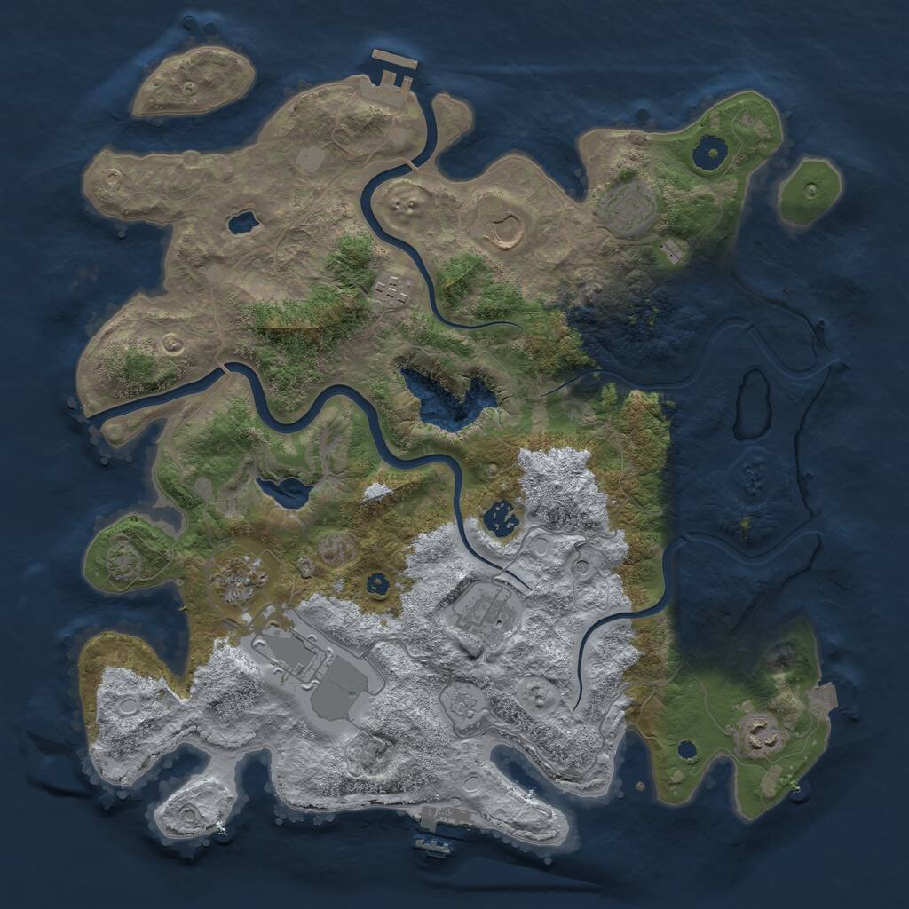 Rust Map: Procedural Map, Size: 4000, Seed: 1869324379, 14 Monuments