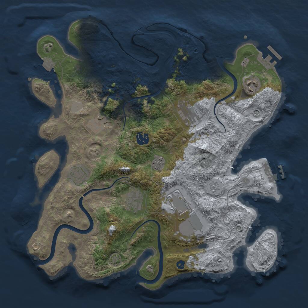 Rust Map: Procedural Map, Size: 3500, Seed: 4654123, 14 Monuments