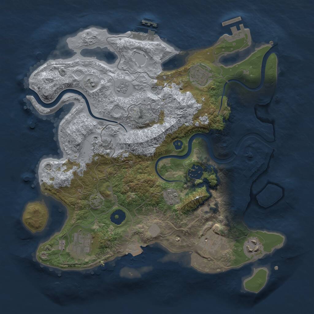 Rust Map: Procedural Map, Size: 3200, Seed: 748392, 13 Monuments