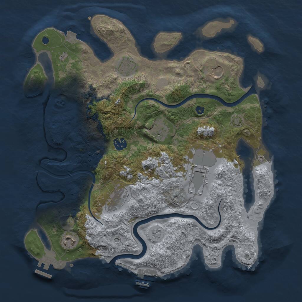 Rust Map: Procedural Map, Size: 3500, Seed: 733410877, 14 Monuments
