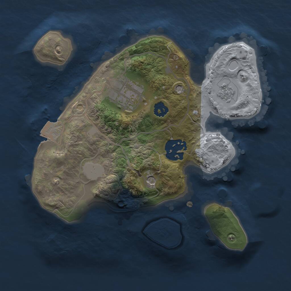 Rust Map: Procedural Map, Size: 2000, Seed: 1695326030, 5 Monuments