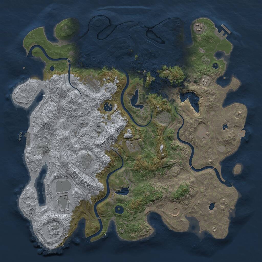 Rust Map: Procedural Map, Size: 4500, Seed: 558834479, 17 Monuments