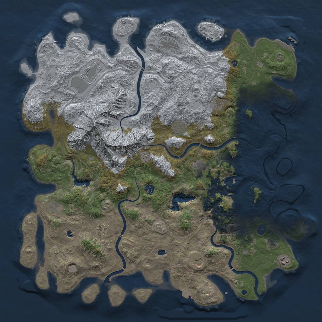 Rust Map: Procedural Map, Size: 5000, Seed: 1411809190, 17 Monuments