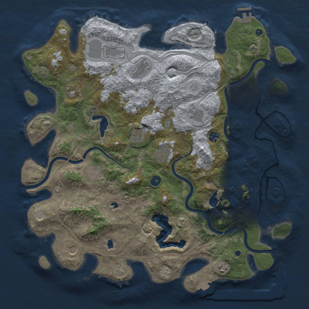 Rust Map: Procedural Map, Size: 4500, Seed: 45573606, 16 Monuments