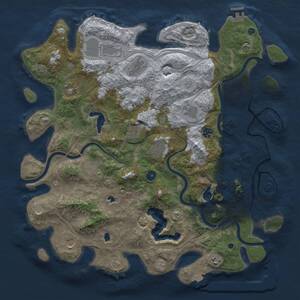 Thumbnail Rust Map: Procedural Map, Size: 4500, Seed: 45573606, 16 Monuments