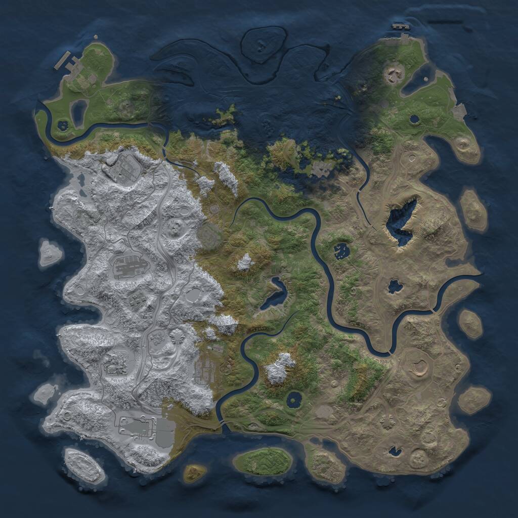 Rust Map: Procedural Map, Size: 4800, Seed: 383880522, 17 Monuments