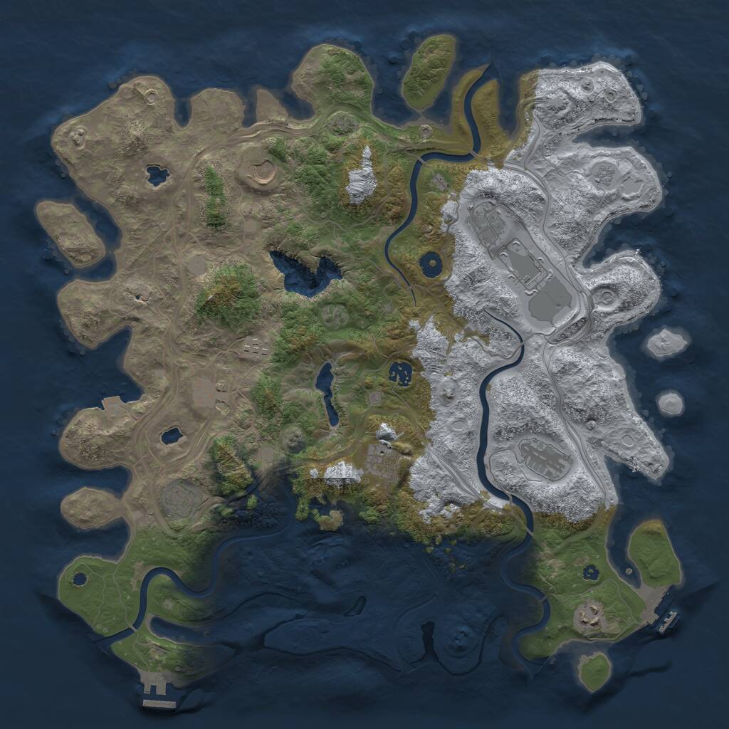 Rust Map: Procedural Map, Size: 4500, Seed: 565648756, 16 Monuments