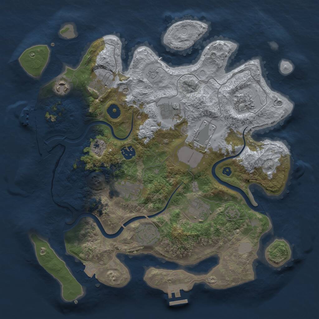 Rust Map: Procedural Map, Size: 3500, Seed: 11225032, 16 Monuments