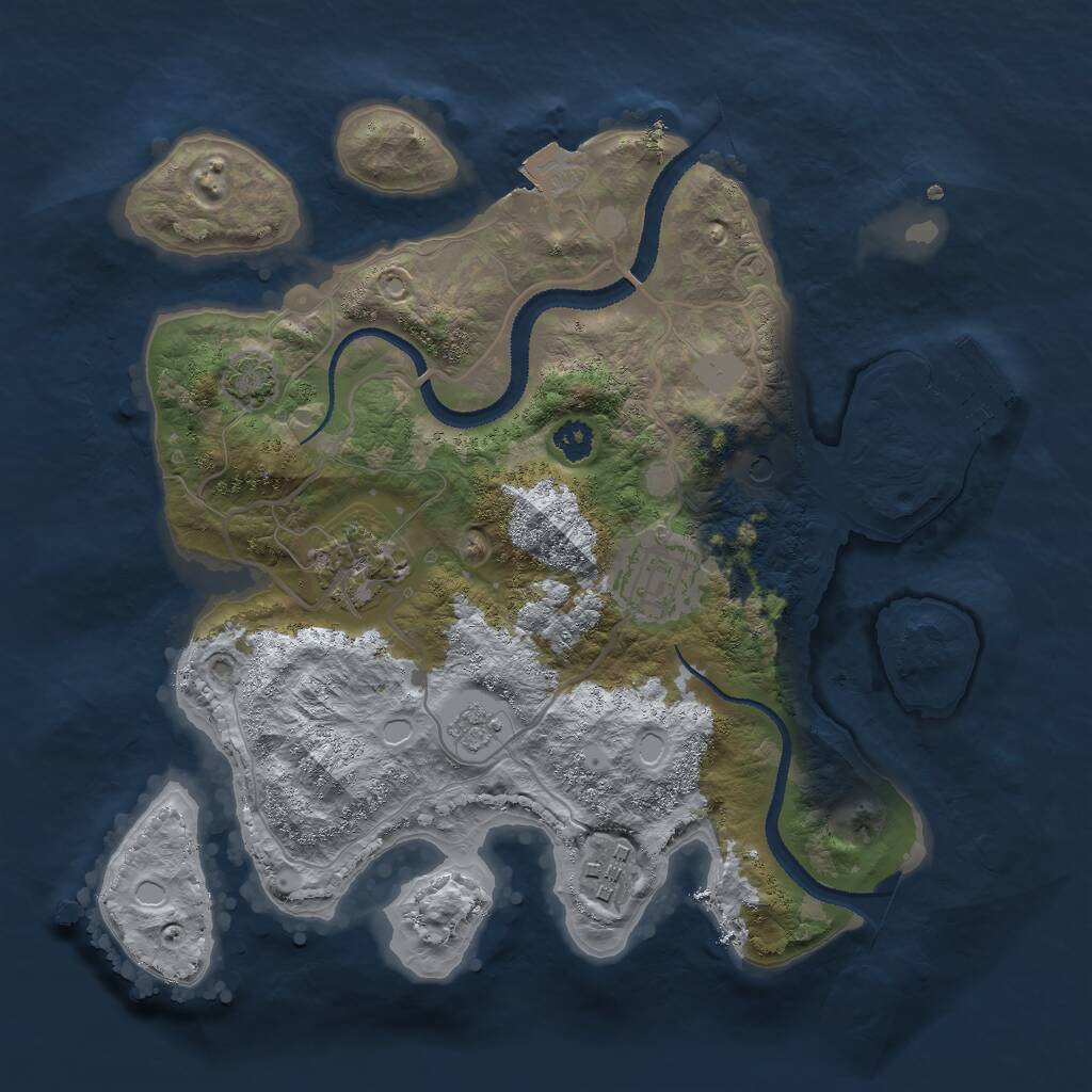 Rust Map: Procedural Map, Size: 2750, Seed: 2077379611, 8 Monuments