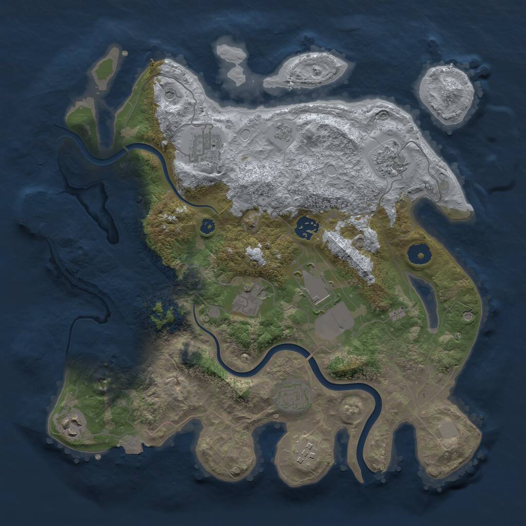 Rust Map: Procedural Map, Size: 3500, Seed: 28438868, 13 Monuments