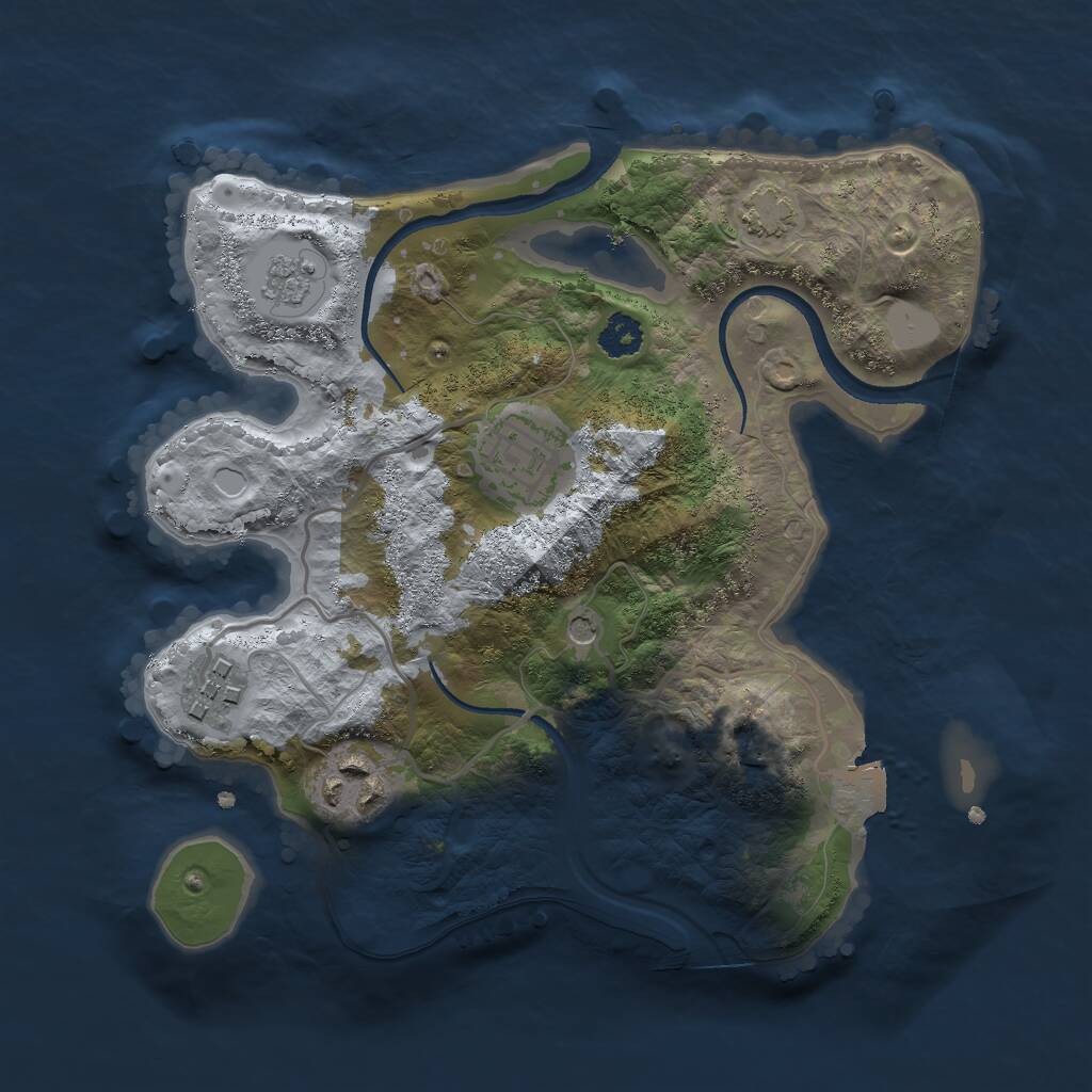 Rust Map: Procedural Map, Size: 2500, Seed: 753544231, 7 Monuments