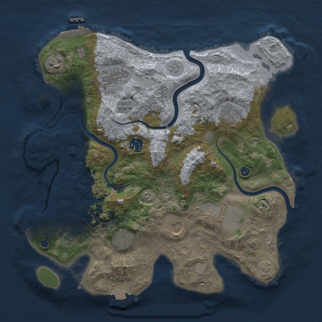 Rust Map: Procedural Map, Size: 3500, Seed: 277215646, 14 Monuments